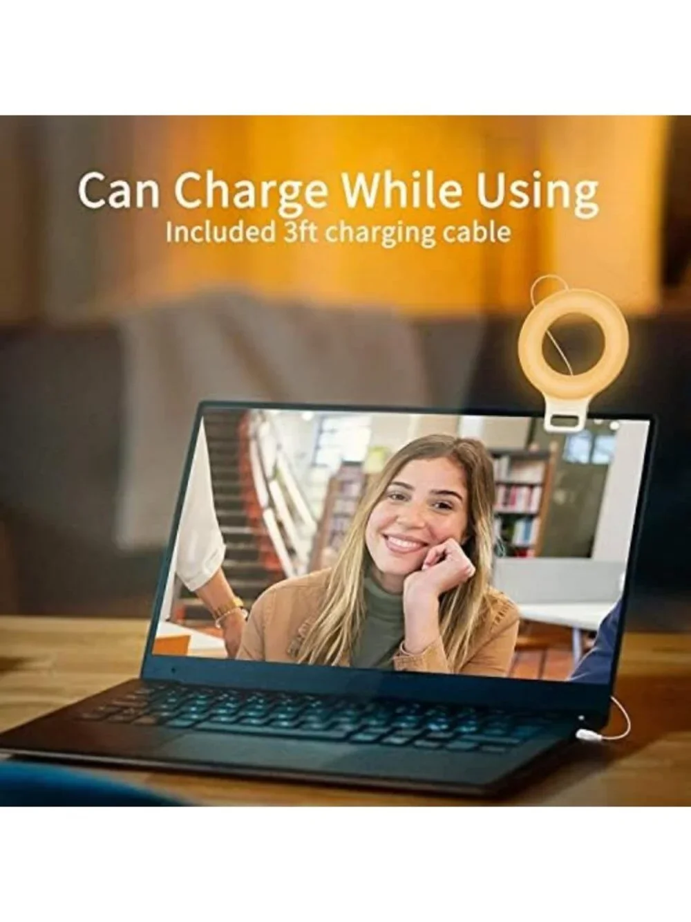 Rechargeable Clip-On Ring Light with 60 LEDs for Phone, Laptop & Tablet - 5